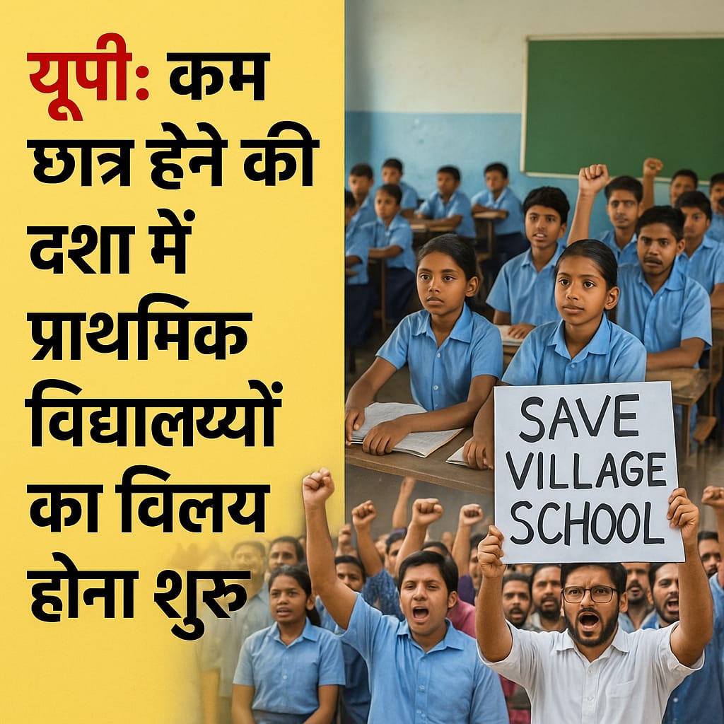उत्तर प्रदेश के ग्रामीण प्राथमिक विद्यालयों के विलय और विरोध प्रदर्शन की झलक